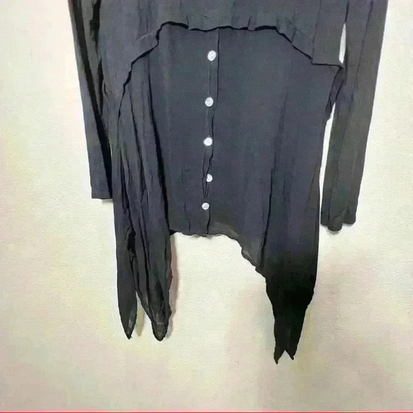 CATHERINE LILLY WHITE Long Sleeve Black Blouse Flower Bottom Sz M Made In Italy - Picture 4 of 11